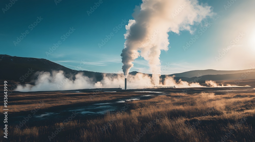 A mountain range with a large plume of smoke rising from a train. The smoke is billowing out of the train and is visible in the distance. The scene is serene and peaceful A mountain range with a large plume of smoke rising from a train. The smoke is billowing out of the train and is visible in the distance. The scene is serene and peaceful