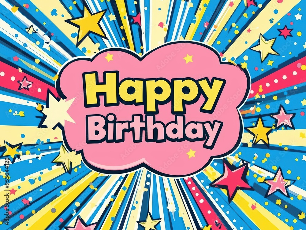 Colorful Birthday Celebration Graphic with Stars and Bold Colors Colorful Birthday Celebration Graphic with Stars and Bold Colors