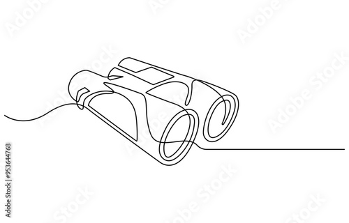 Continuous one line drawing of Binocular. Binocular single line art vector design. Military concept