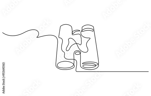 Continuous one line drawing of Binocular. Binocular single line art vector design. Military concept