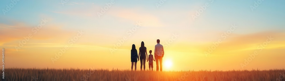 Group of people standing in a harvested field at sunset, celebrating the bounty of the season, harvest, sunset, nature, community Group of people standing in a harvested field at sunset, celebrating the bounty of the season, harvest, sunset, nature, community