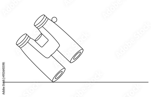 Continuous one line drawing of Binocular. Binocular single line art vector design. Military concept