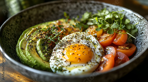 A healthy breakfast bowl wi...