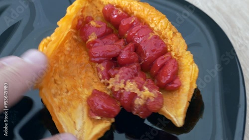 Momordica charantia (Mother melon) fruit and its seeds,