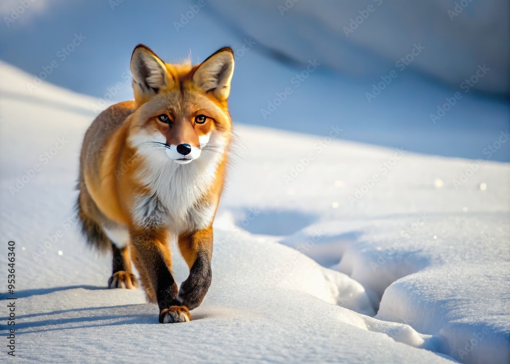Loner Fox A Lone Red Fox Leaves A Trail Of Paw Prints In A Blanket Of White Snow ...