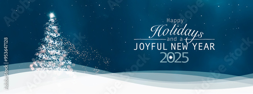 Weihnachtskarte Happy Holidays and Joyful New Year 2025