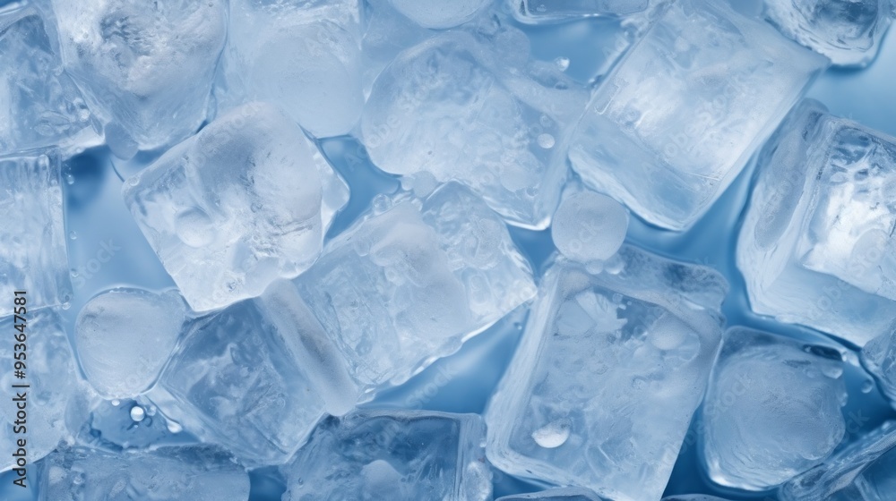 Crystal clear ice cubes as background, top view. Neural network ai generated art Crystal clear ice cubes as background, top view. Neural network ai generated art