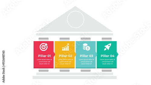 Vector infographic banner design with process steps and icons.