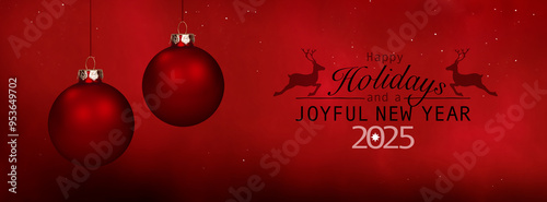 Weihnachtskarte Happy Holidays and Joyful New Year 2025