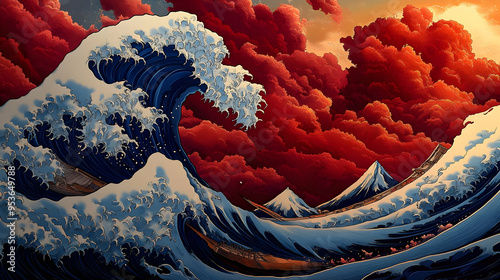 A large wave crashes agains...