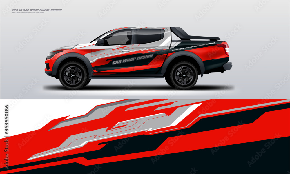 Sporty pick up truck car wrap livery design ready print decal fit on universal pick up truck vehicles Sporty pick up truck car wrap livery design ready print decal fit on universal pick up truck vehicles