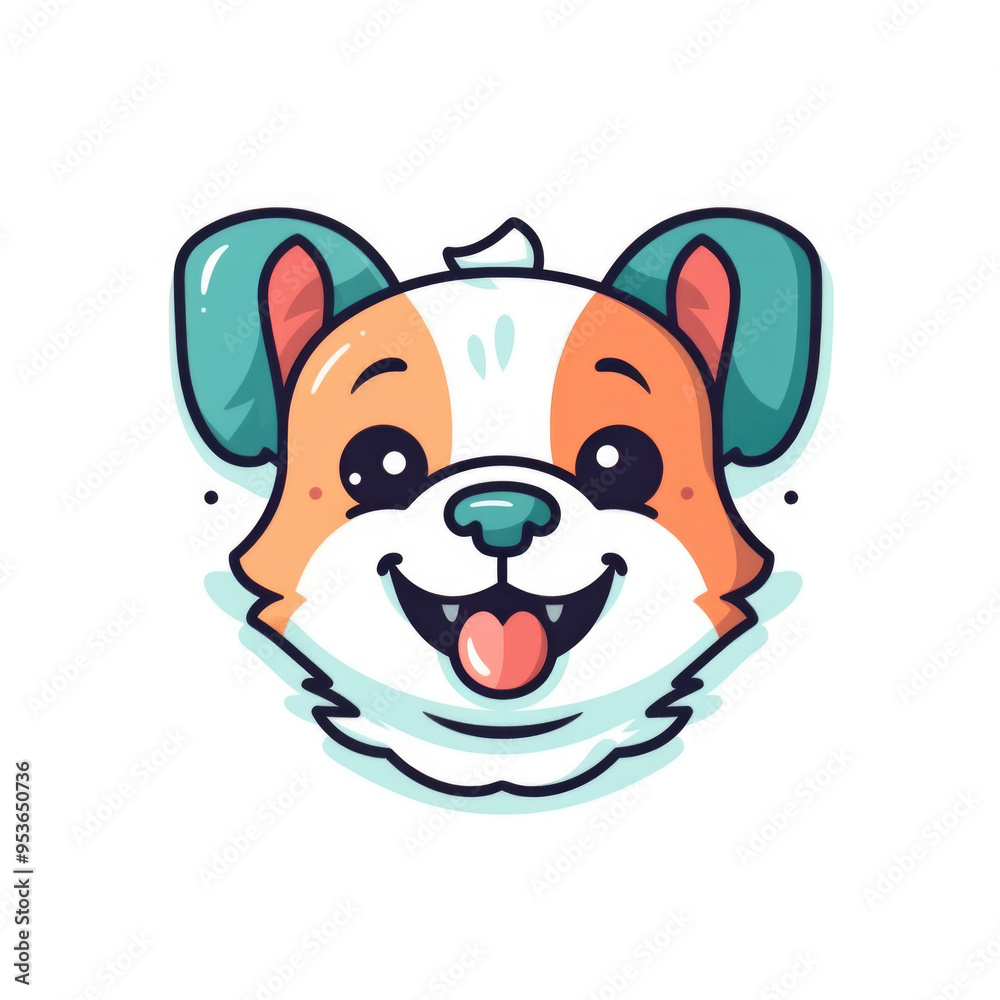 A cheerful cartoon dog with orange and white fur, bright blue ears, and a joyful smile, exuding a fun and friendly vibe A cheerful cartoon dog with orange and white fur, bright blue ears, and a joyful smile, exuding a fun and friendly vibe