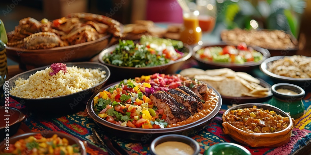 Delicious Middle Eastern Food Spread on a Table Delicious Middle Eastern Food Spread on a Table