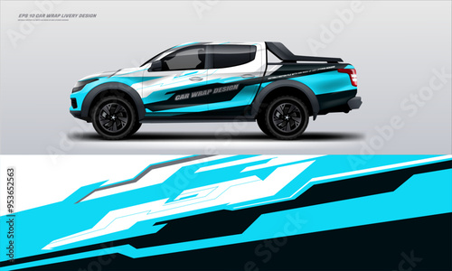 Sporty pick up truck car wrap livery design ready print decal fit on universal pick up truck vehicles