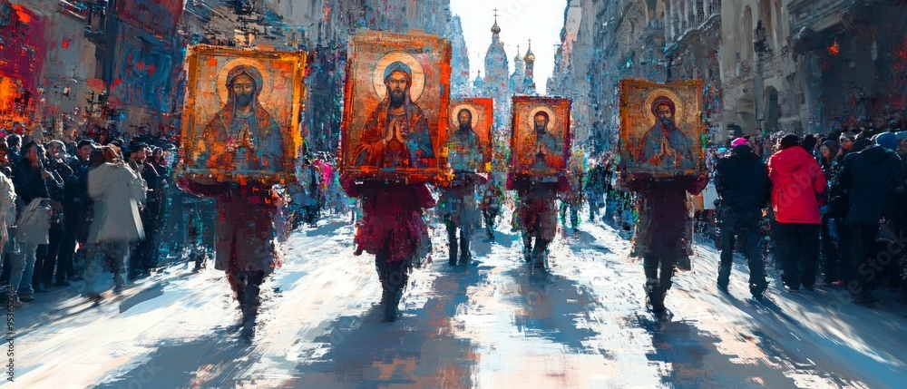 Icons Religious Procession Eastern Orthodox Christianity Religion Spiritual Symbol Icons Religious Procession Eastern Orthodox Christianity Religion Spiritual Symbol