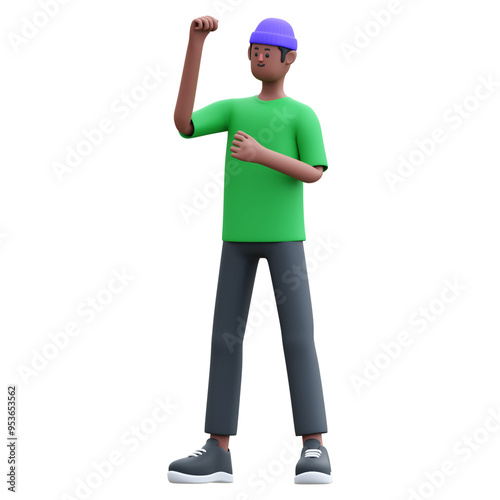 green shirt man 3d illustration