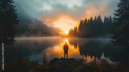 A lone figure stands on the...