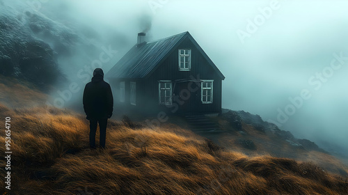 A lone figure walks towards...