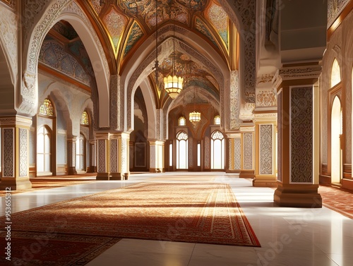 Grand Mosque Interior with Ornate Design