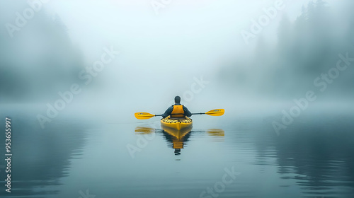 A lone kayaker paddles thro...