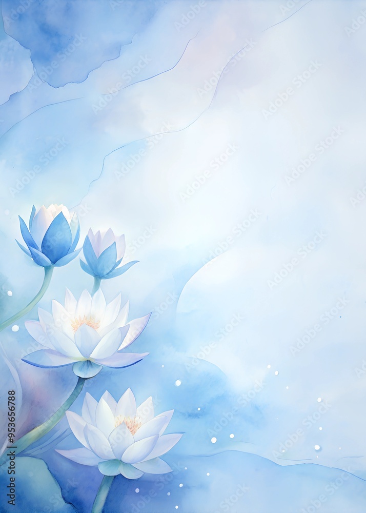 greeting background with blue sky and lotus flowers greeting background with blue sky and lotus flowers