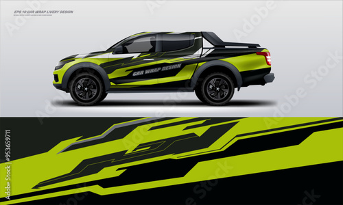 Sporty pick up truck car wrap livery design ready print decal fit on universal pick up truck vehicles