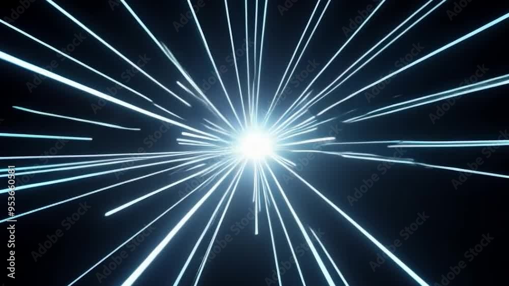light rays bursting from central point on dark background dynamic energy explosion concept bright speed of light science fiction theme video
