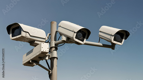  security cameras mounted on a pole