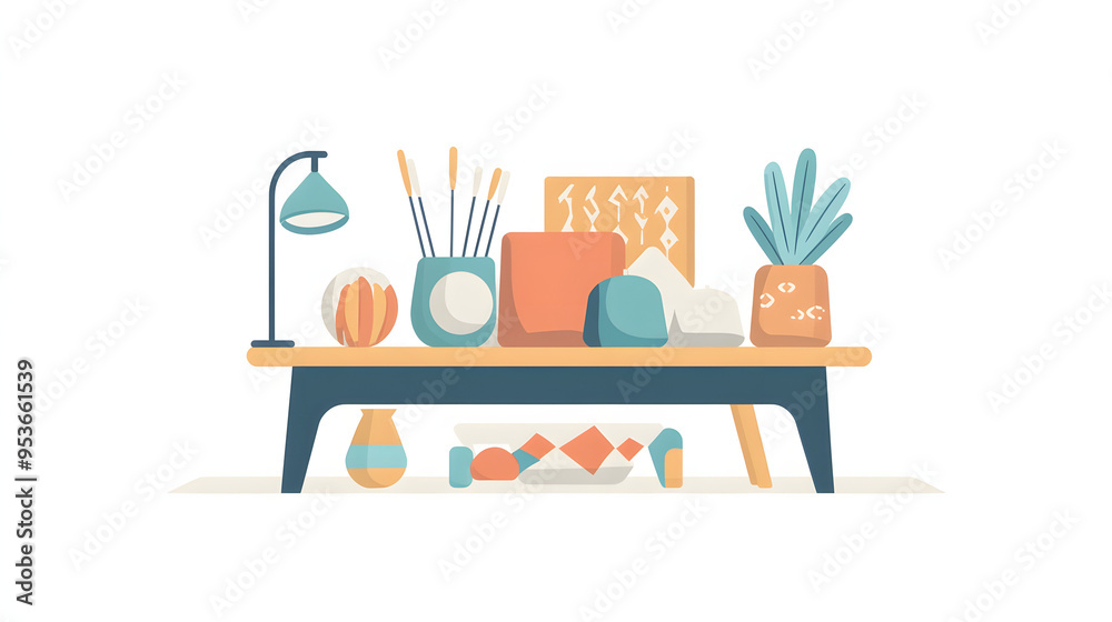 Fototapeta premium Minimalistic home interior design vector icon set for furniture, room, and home decor elements