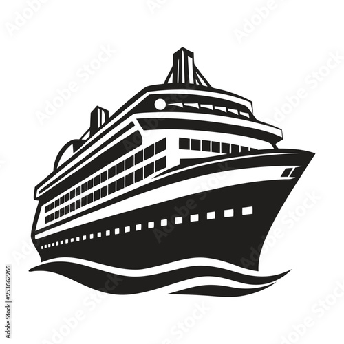  cruise ship Elegant Ocean   vector  Silhouette Graphic in Nautical Style