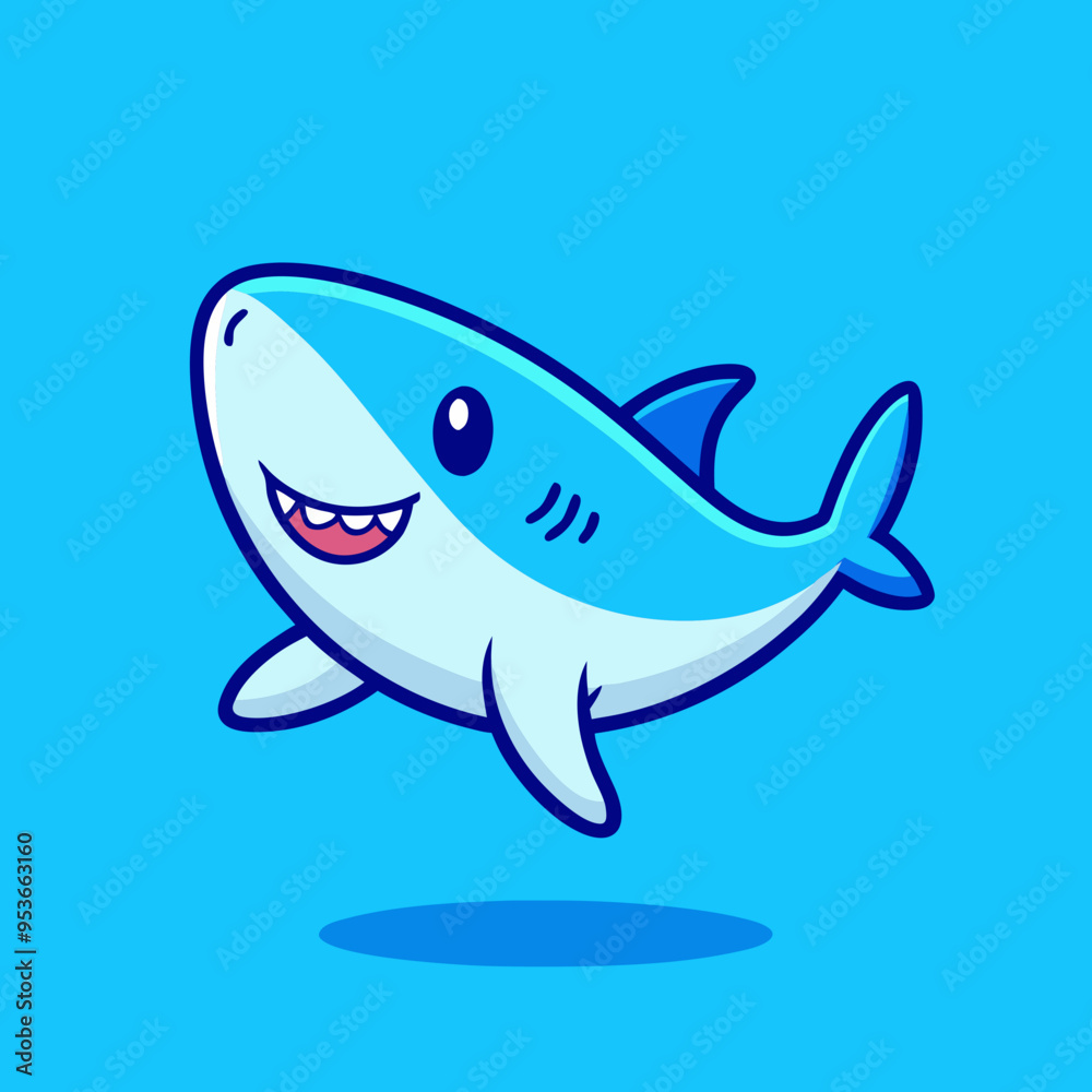 Cute Shark Swimming Cartoon Icon Illustration.
Cute Shark Swimming Cartoon Icon Illustration.
