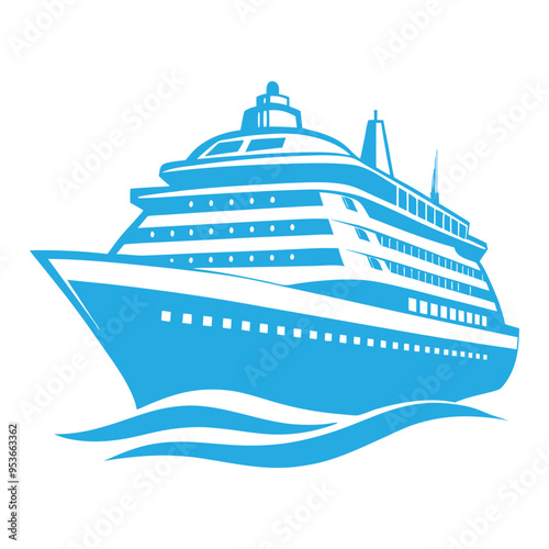  cruise ship Elegant Ocean   vector  Silhouette Graphic in Nautical Style