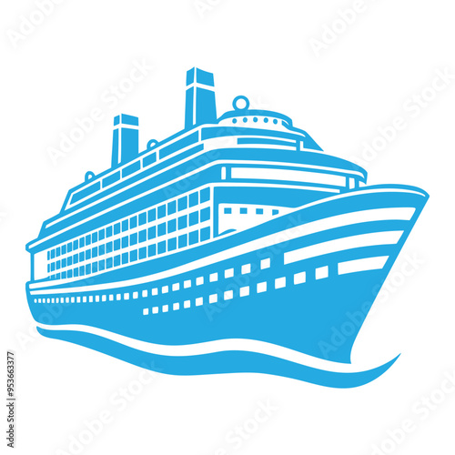  cruise ship Elegant Ocean   vector  Silhouette Graphic in Nautical Style