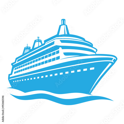  cruise ship Elegant Ocean   vector  Silhouette Graphic in Nautical Style