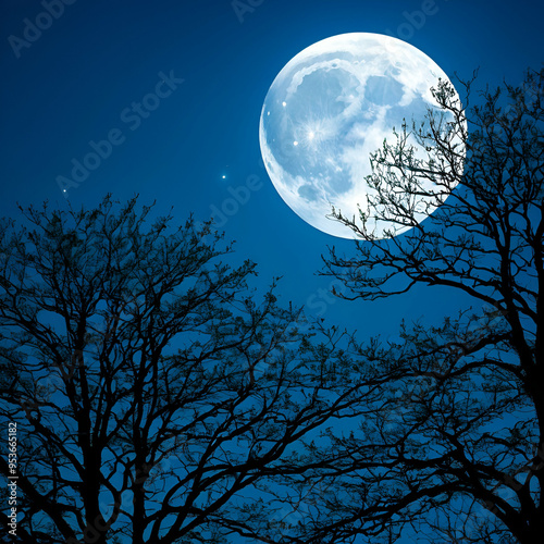 moon and tree on a sky