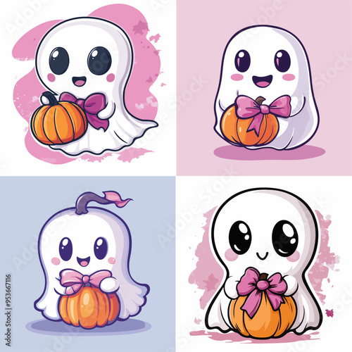 Fantasmino con zucca carina per Halloween