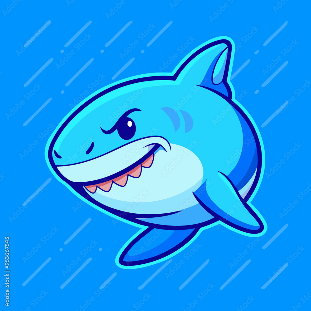 Naklejka premium Cute ferocious shark illustration suitable for mascot sticker and tshirt design 