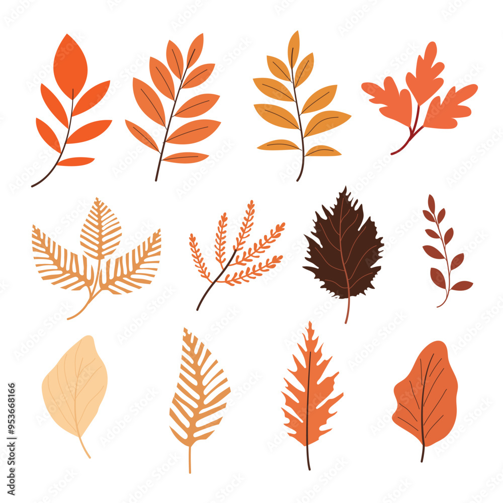 vector autumn leaves set vector autumn leaves set