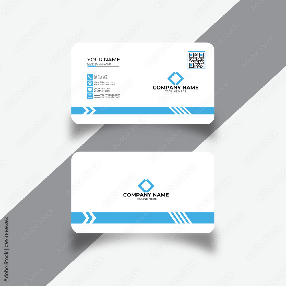 Modern and simple business card design with White and sky blue color Modern and simple business card design with White and sky blue color