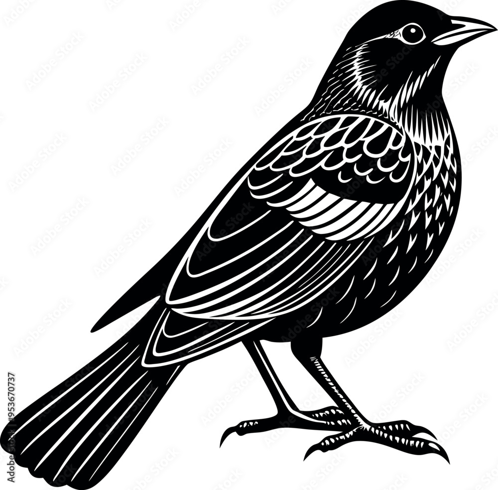 Naklejka premium red winged black bird vector with white background