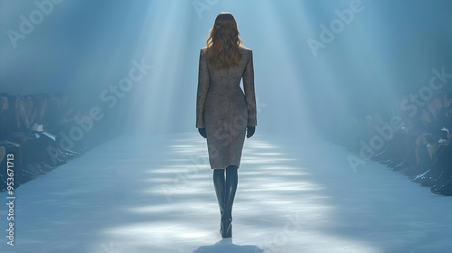 A model walks down a runway...