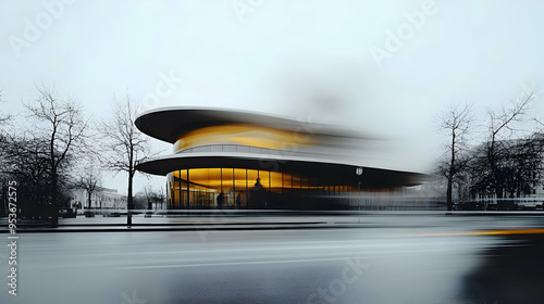 A modern, sleek building wi...