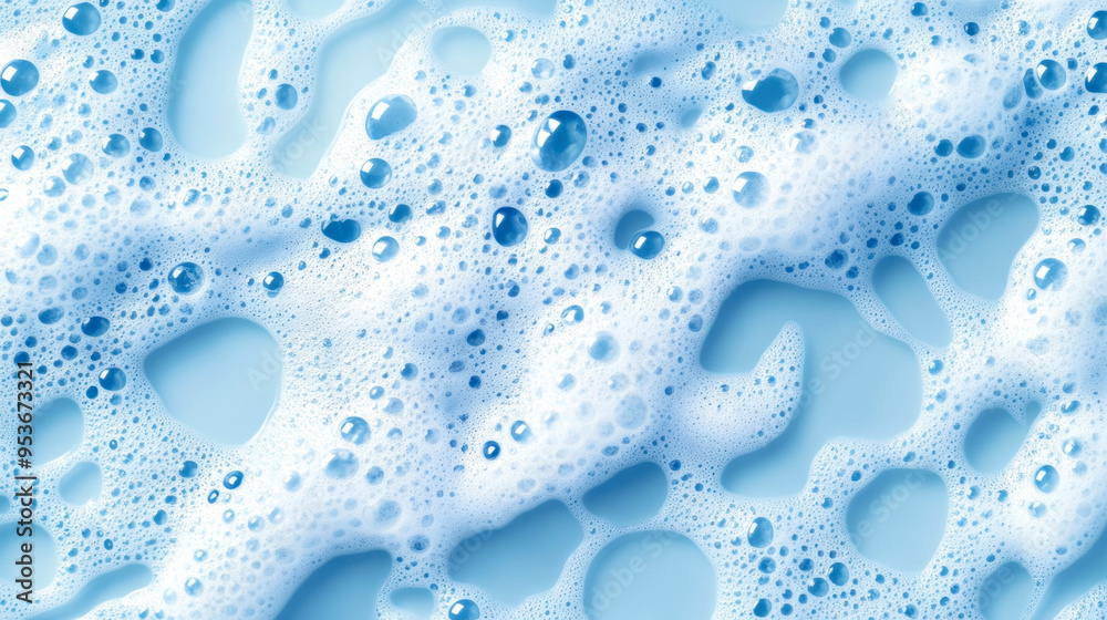 Close-up illustration of soap bubbles forming a foamy texture on a blue background. Skincare cosmetic product. Clean and hygiene Close-up illustration of soap bubbles forming a foamy texture on a blue background. Skincare cosmetic product. Clean and hygiene