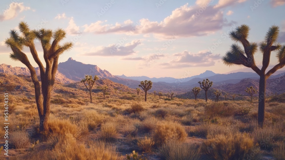 Fototapeta premium Desert landscape with trees in the Southwest