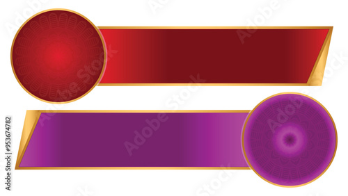 Set of luxury golden arabic islamic banner title frame text box transparent background	
