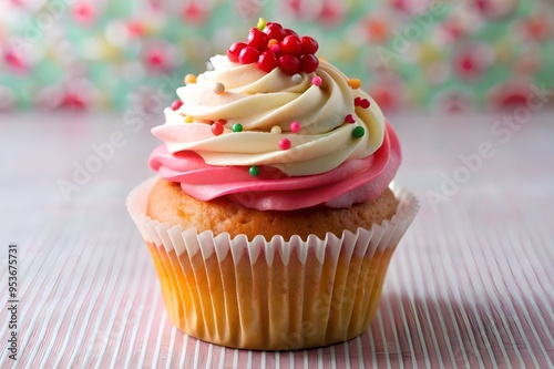 cupcake with frosting and sprinkles