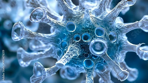 Exploring the intricate structure of a virus under high magnification in a laboratory setting
