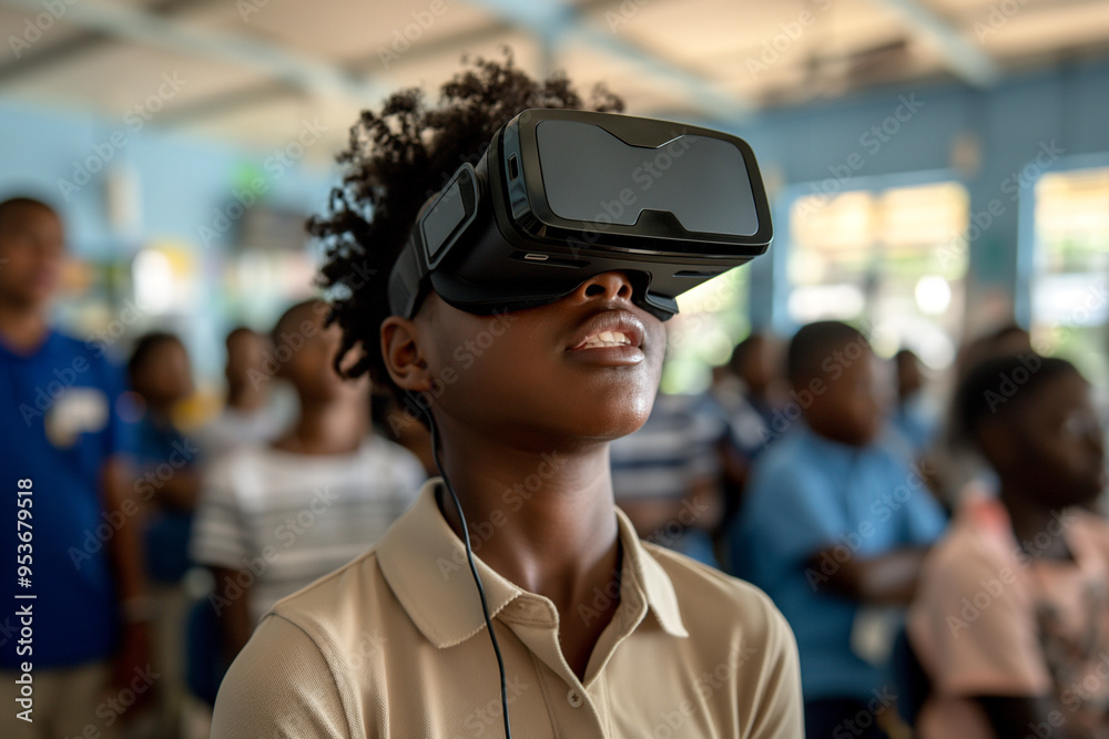 Black boy schools with vr headset using virtual reality, technology and futuristic 3d tech for internet. Black boy schools with vr headset using virtual reality, technology and futuristic 3d tech for internet.