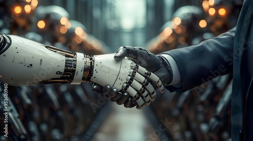 A robotic hand shakes the h...