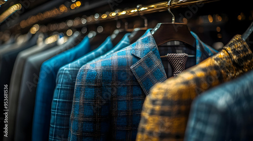 A row of men's suits hangin...